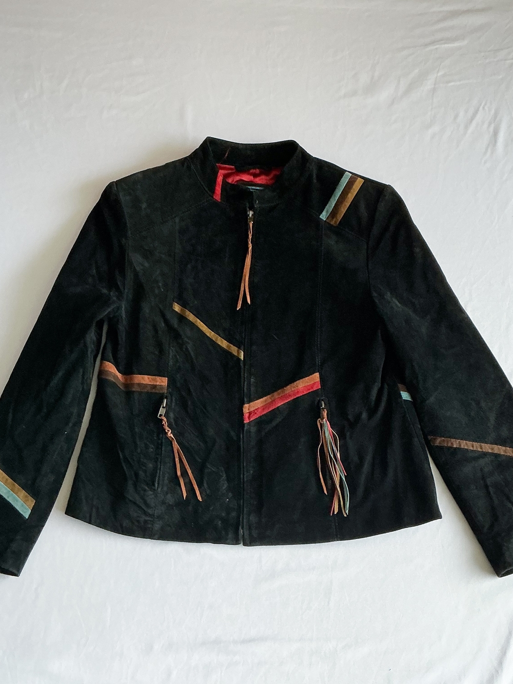 Santa Fe ReCreations Vintage Women’s Black Suede Leather Jacket Southwestern Sml